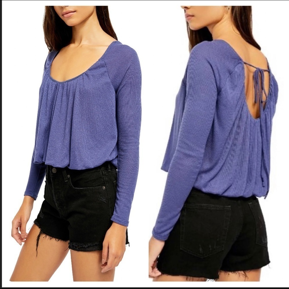 We The Free Bondi Blouson Blue Thermal Top